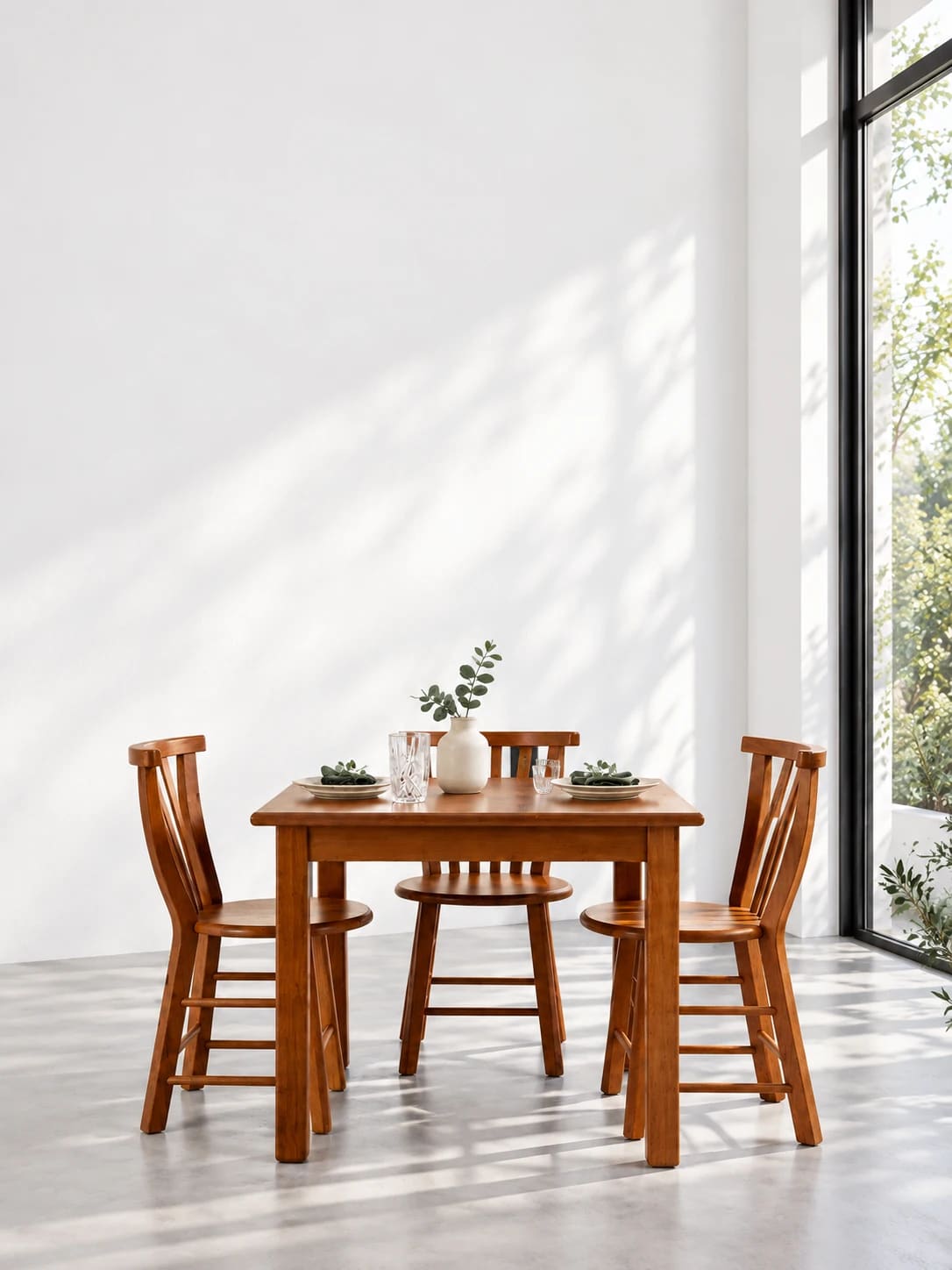 Mesa de madera con sillas en un ambiente de comedor